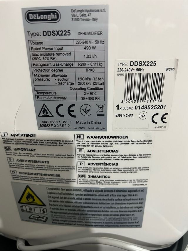 De'Longhi AriaDry Multi DDSX225 Deshumidificador